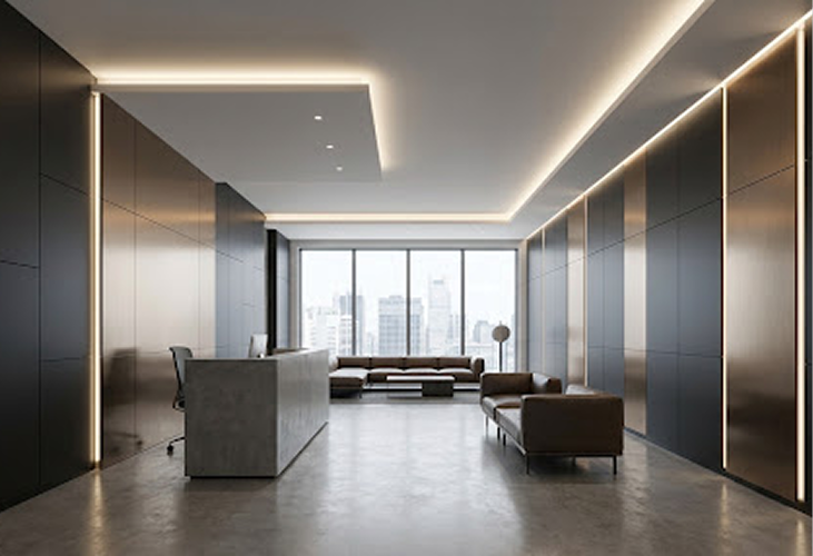 Modern hallway with laminate wall panels